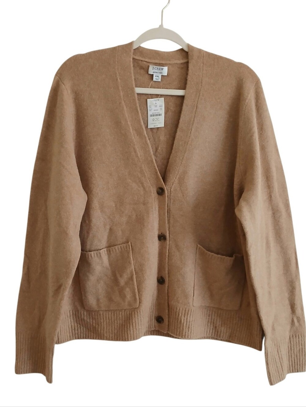 NEW J Crew Factory Extra Soft Cardigan XXL Tan Grandpa Boxy Cozy Neutral